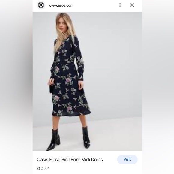 Oasis floral bird print midi dress US 8/UK 12. - Picture 2 of 9